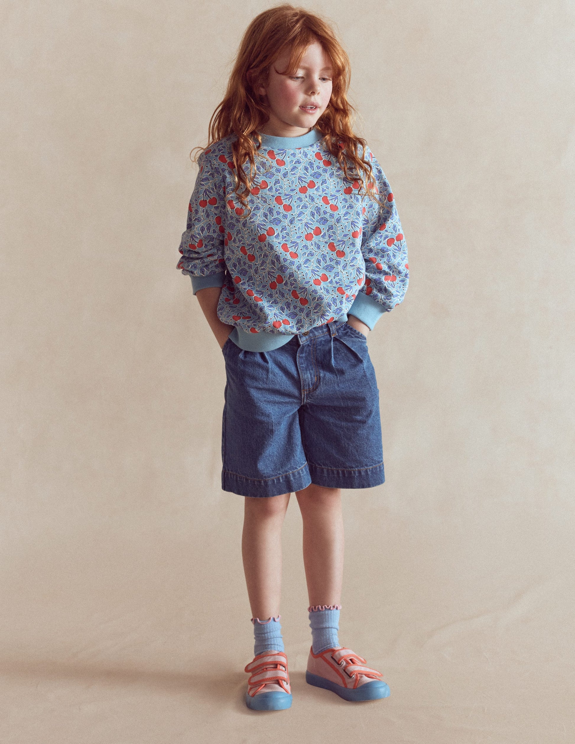 Lange Jeansshorts-Mittlere Mischung Denim-1
