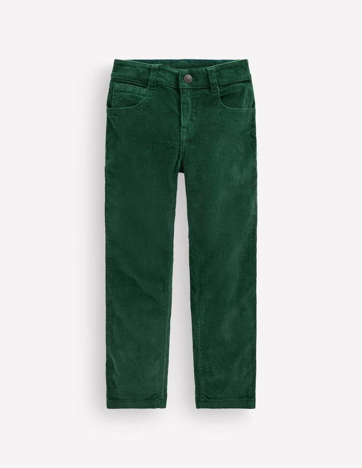 Klassische schmal geschnittene Cordhose-Dunkelgrün
