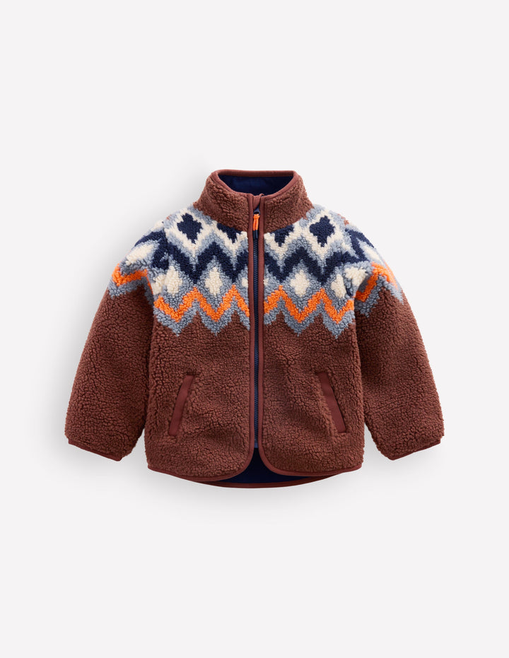 Veste douillette en borg-Motif jacquard
