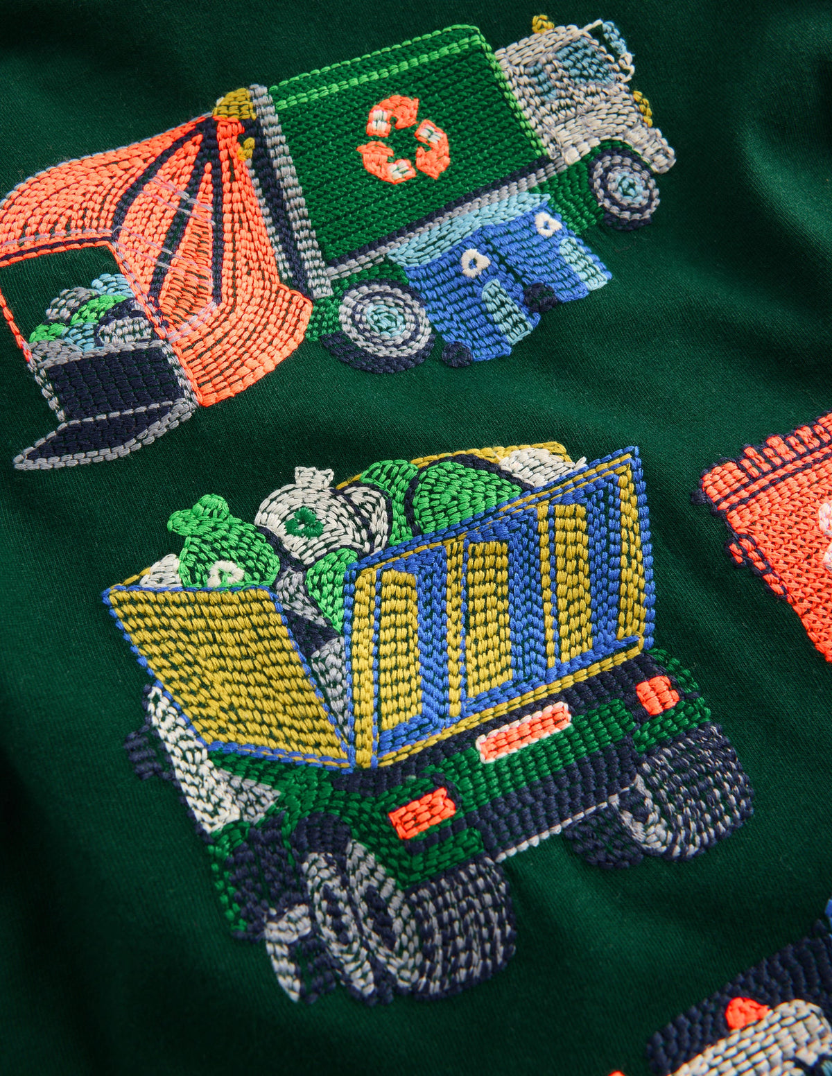 Langarmshirt mit Superstitch-Design-Dunkles Smaragdgrün, Recycling-Trucks - Image 3