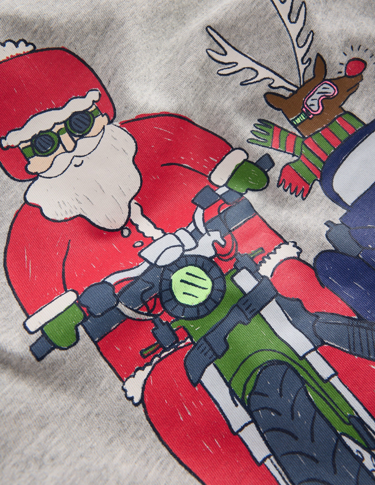 T-shirt à imprimé recto verso-Gris chiné, Père Noël à moto - Image 3