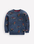 Bedrucktes Sweatshirt für den Alltag-Graublau Motorräder