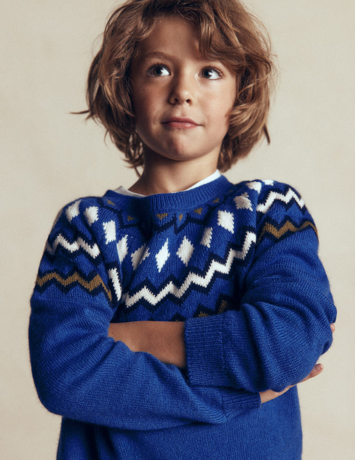 Fair-Isle-Pullover-Blau