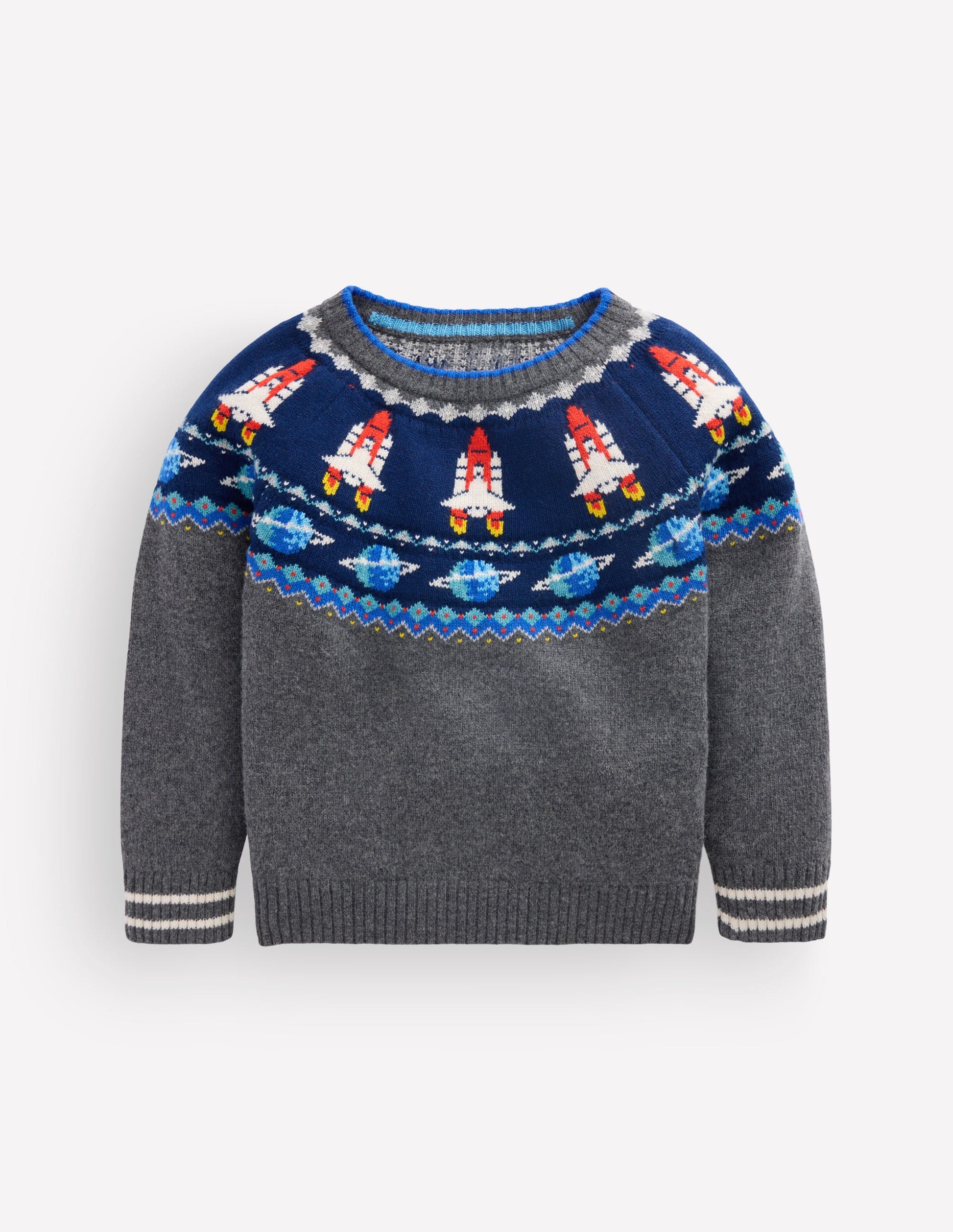 Fair-Isle-Pullover-Anthrazit Meliert Weltall-1