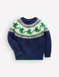 Fair-Isle-Pullover-Schuluniform-Marineblau Drachen