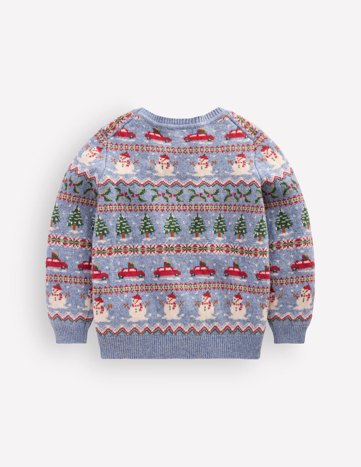 Fair-Isle-Pullover-Gletscherblau Weihnachtsautos - Image 9