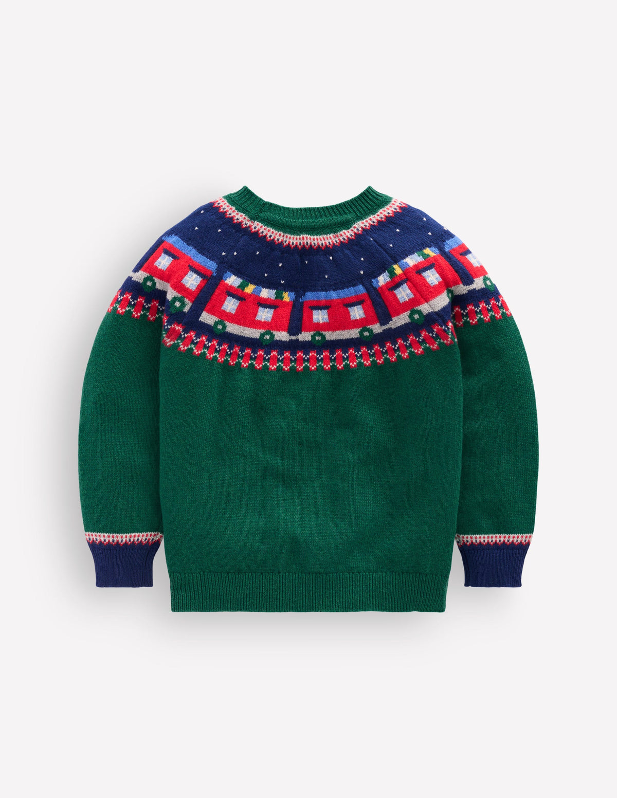 Pull motif jacquard-Train vert joyau-2