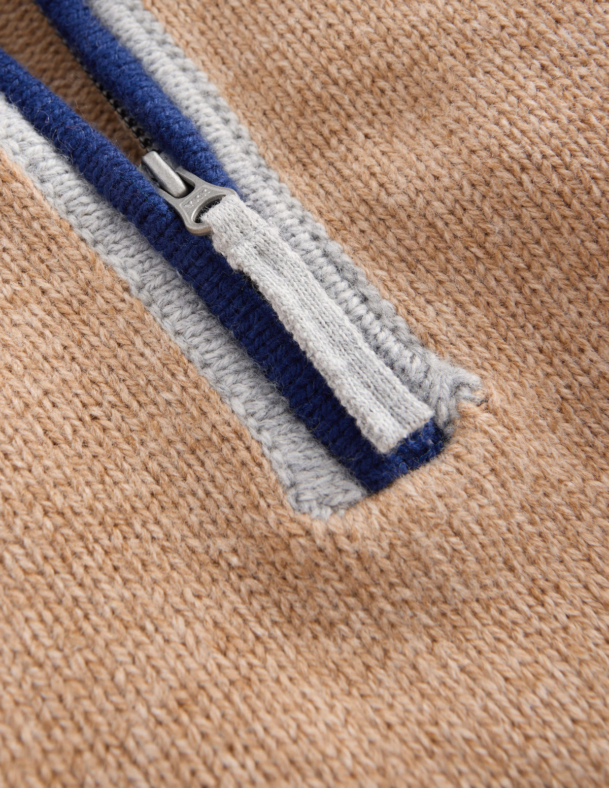 Klassischer Pullover mit halblangem Reißverschluss-Camel Meliert-3