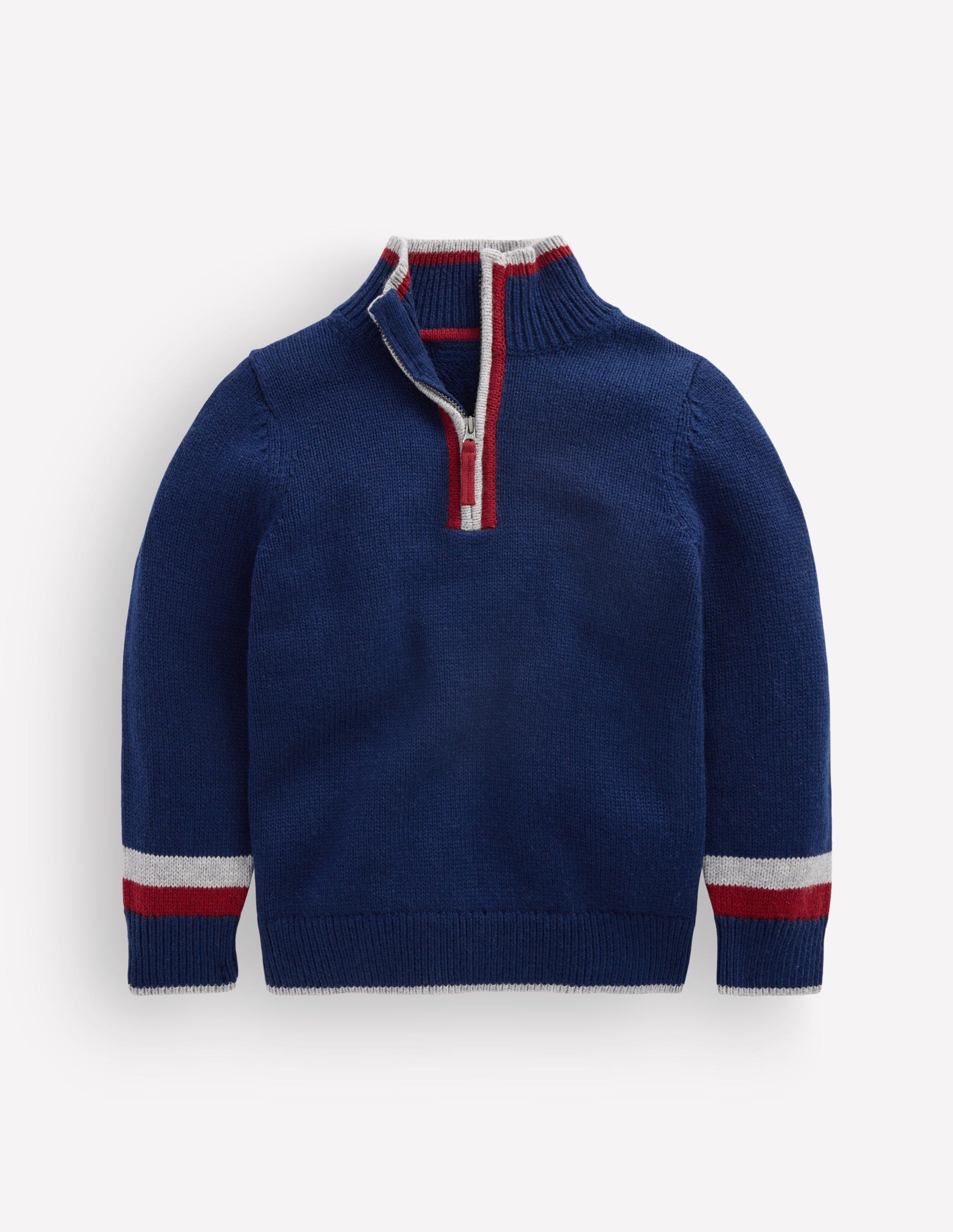 Klassischer Pullover mit halblangem Reißverschluss-Marineblau-1