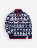 Klassischer Pullover mit halblangem Reißverschluss-Festlich