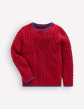 Klassischer Pullover mit Zopfmuster-Purpurrot