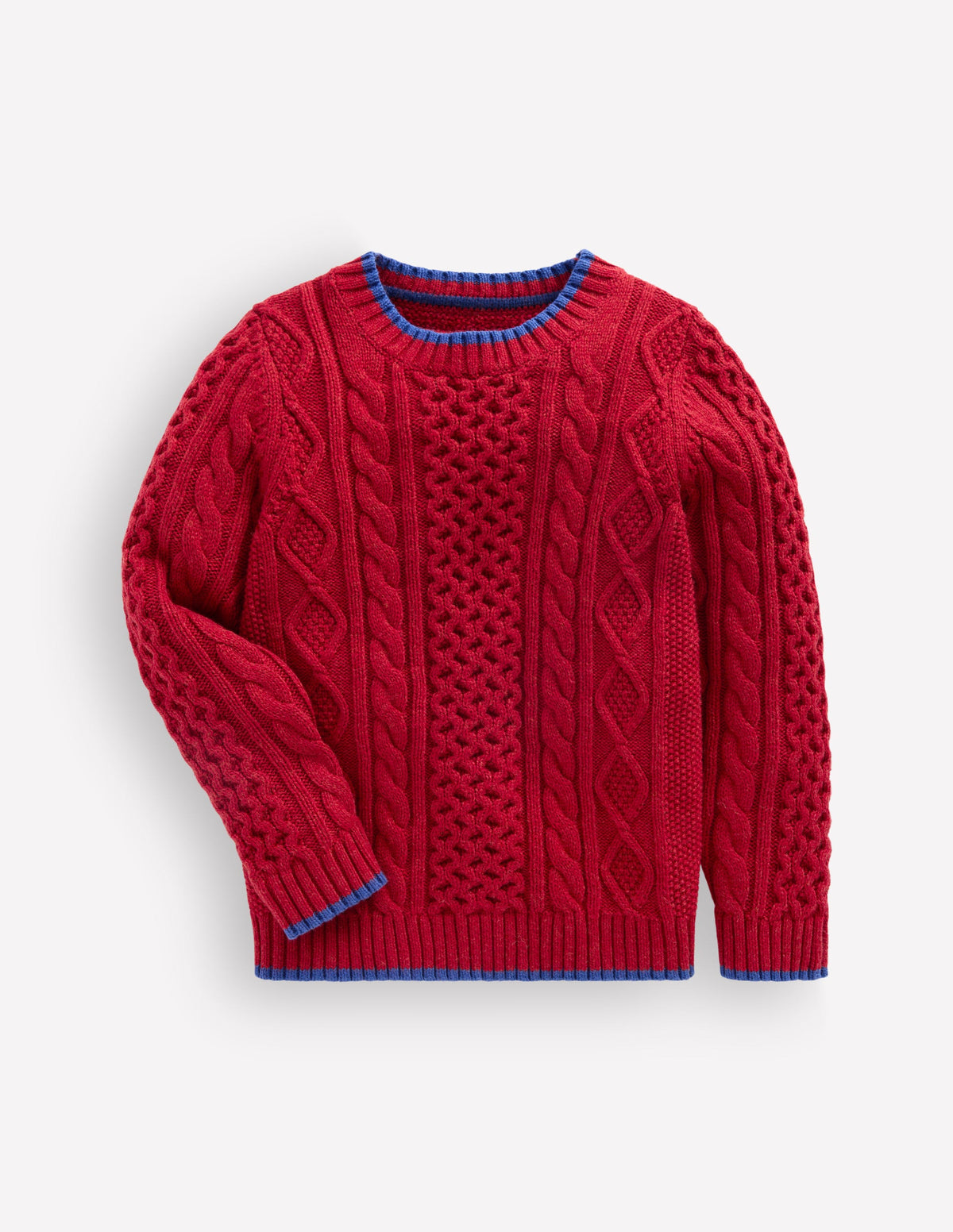 Klassischer Pullover mit Zopfmuster-Purpurrot - Image 1