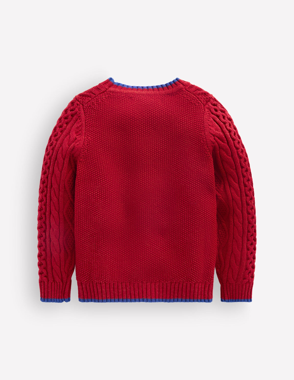 Klassischer Pullover mit Zopfmuster-Purpurrot - Image 2