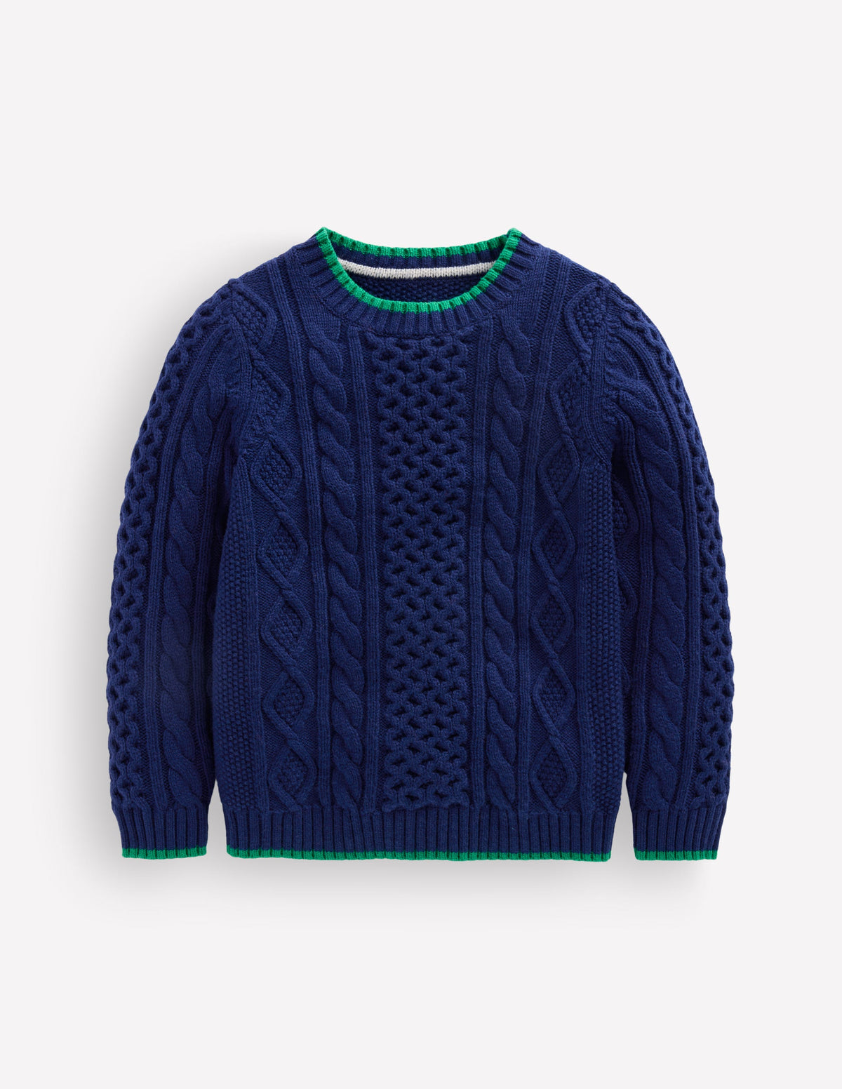 Klassischer Pullover mit Zopfmuster-Schuluniform-Marineblau - Image 1