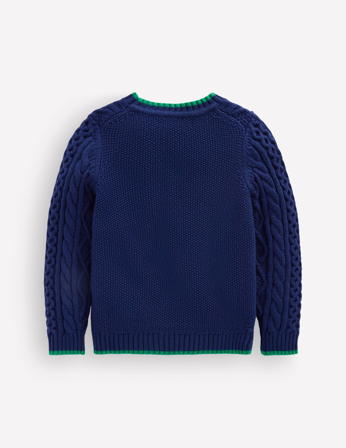 Klassischer Pullover mit Zopfmuster-Schuluniform-Marineblau-2