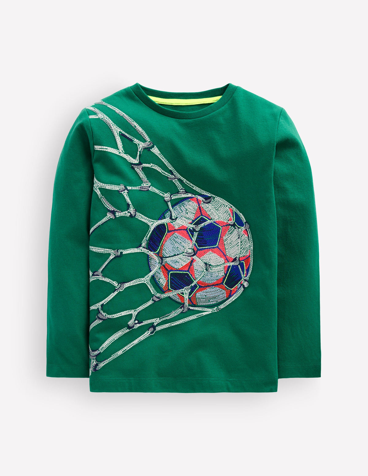 T-shirt phosphorescent à super surpiqûres-Football vert joyau-1