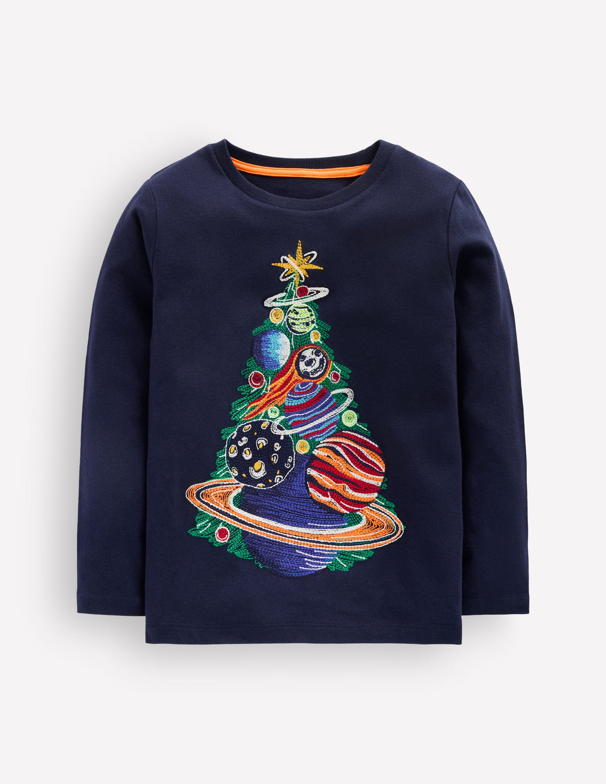 Im Dunkeln leuchtendes T-Shirt mit Superstitch-Sonne Weihnachtsbaum - Image 1