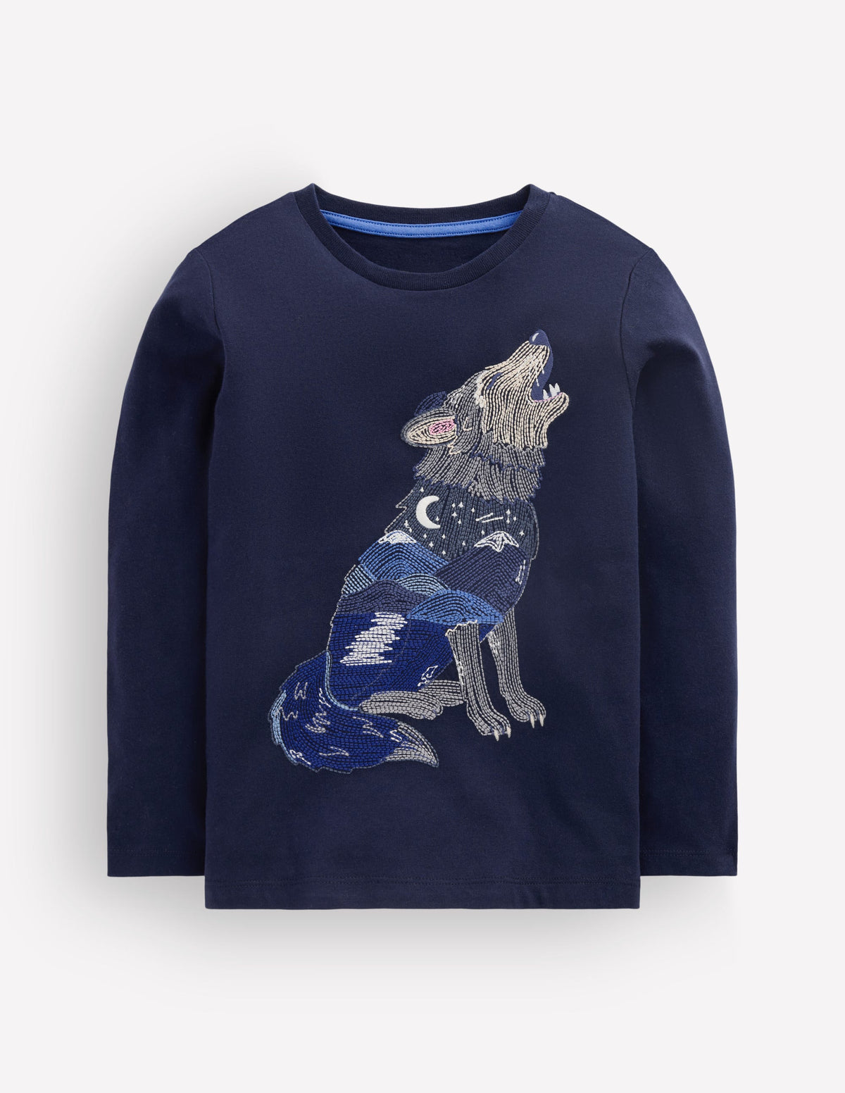 Glow Superstitch T-shirt-French Navy Scenic Wolf-3