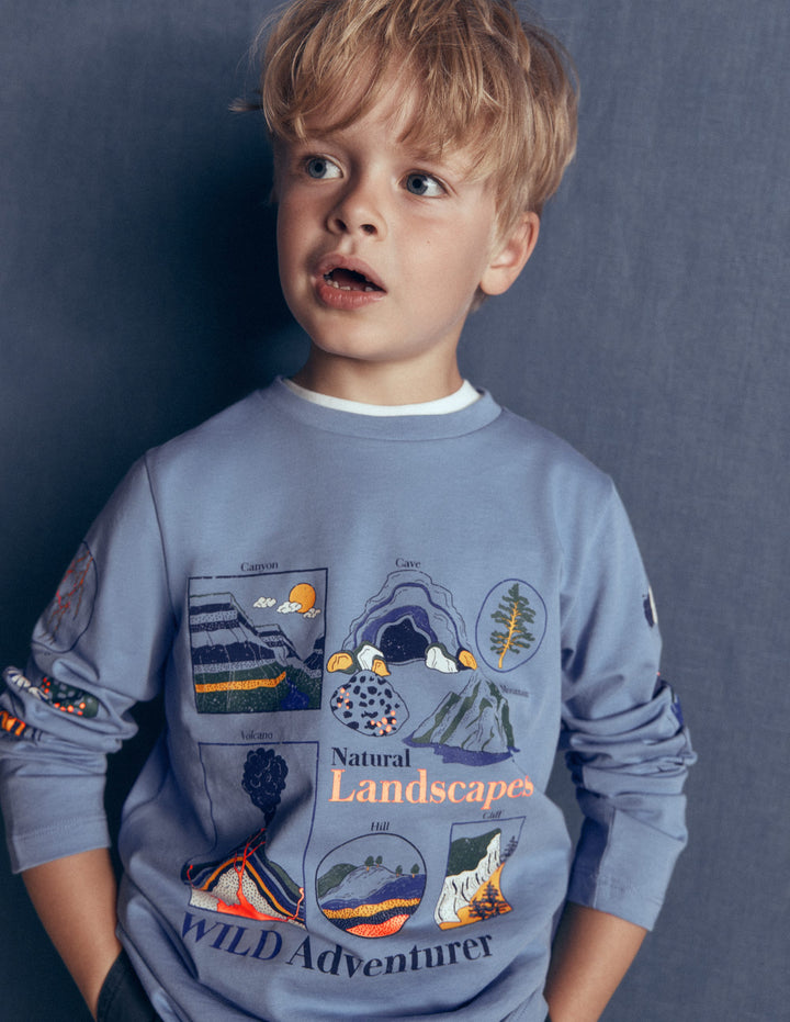 Im Dunkeln leuchtendes Langarmshirt-Französisches Blau, Landschaften