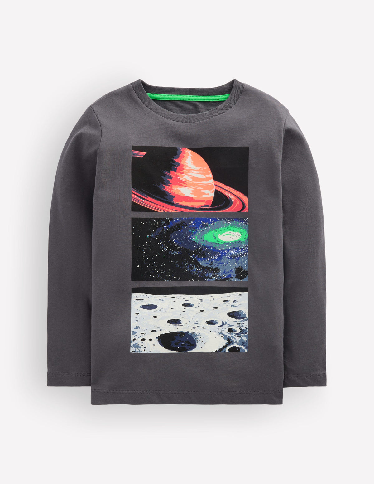 T-shirt phosphorescent à manches longues-Motif spatial gris - Image 3