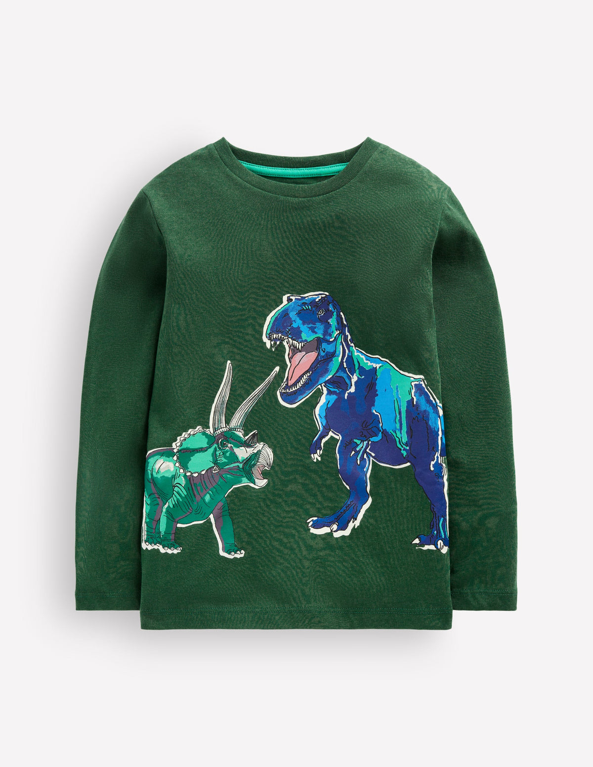 Im Dunkeln leuchtendes Langarmshirt-Jägergrün Dinosaurier - Image 1