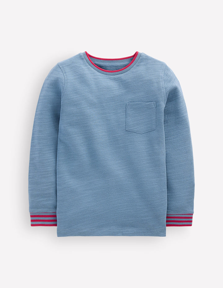T-shirt semi-épais cosy-Aura bleue/cerise tendre
