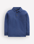 Polo flammé à manches longues-Bleu denim