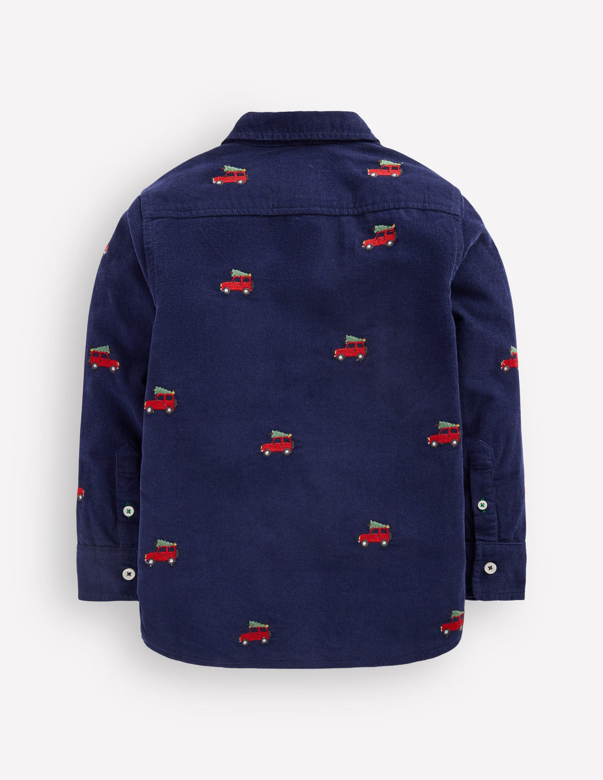 Chemise brodée en velours côtelé-Bleu marine universitaire-2