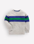Lässiges, mittelschweres Langarmshirt-Grau Meliert