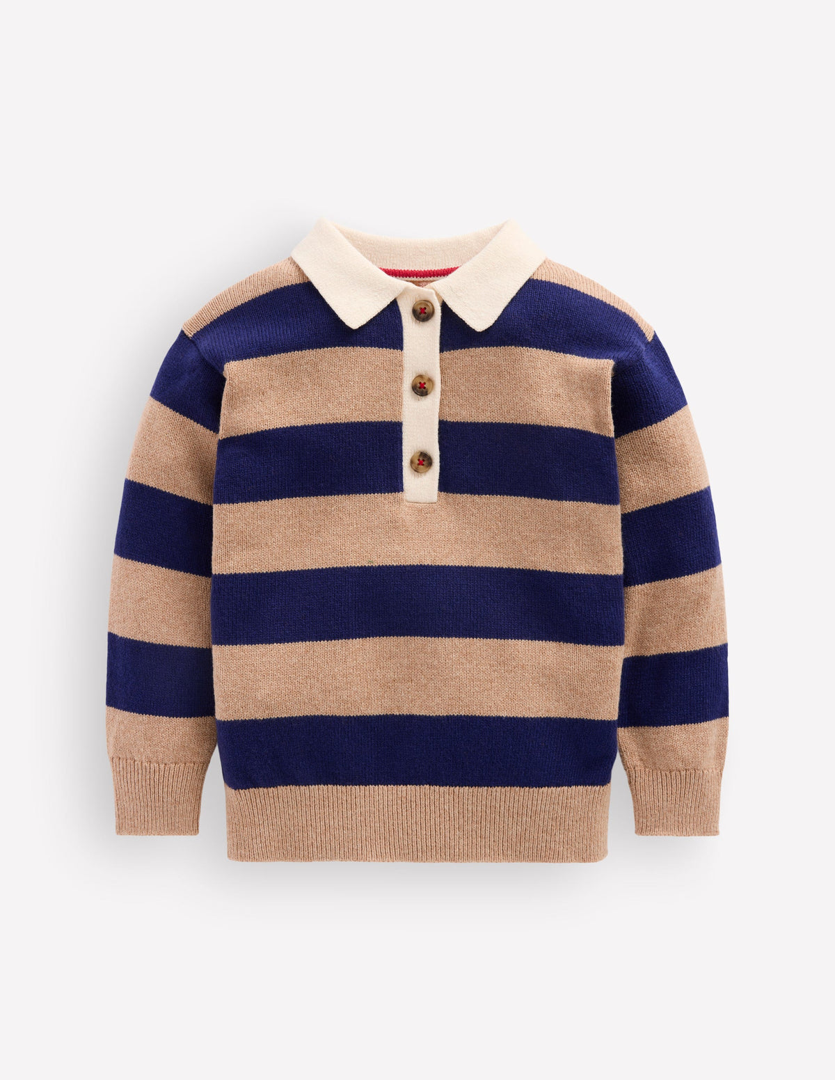 Rugby-Strickpullover-Blau/Braun, Gestreift-1