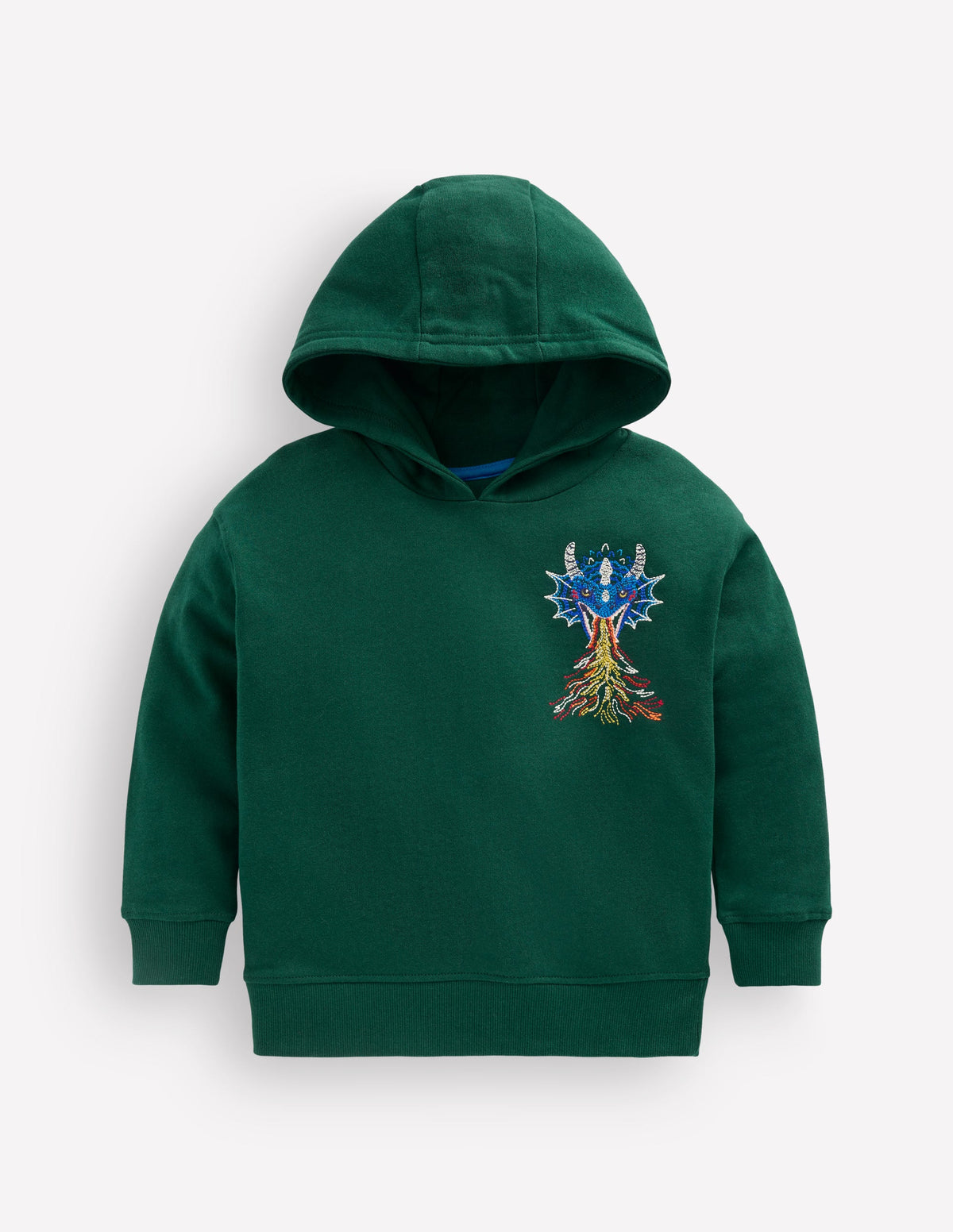 Kapuzenpullover mit Superstitch-Dunkles Smaragdgrün Drachen-1
