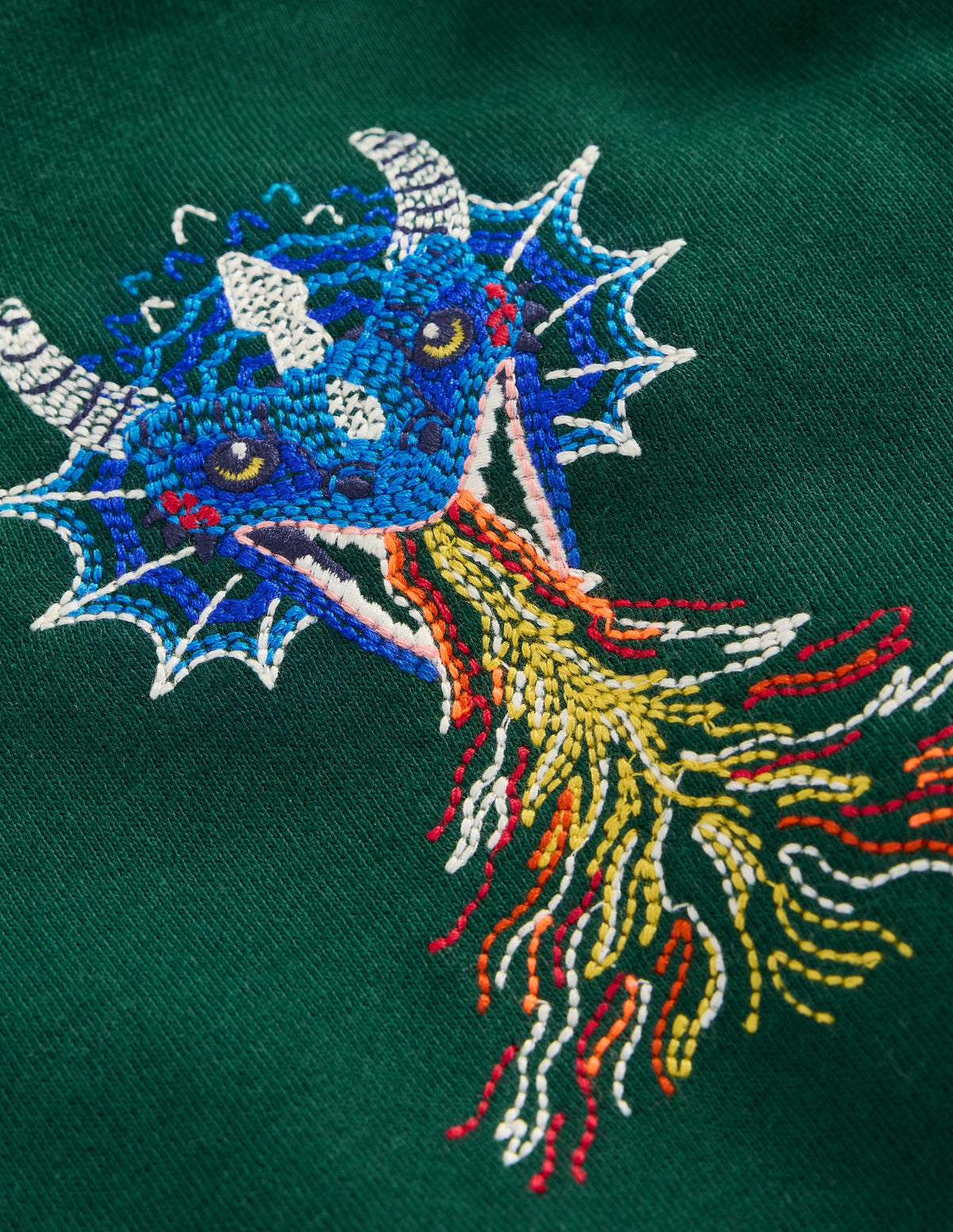 Kapuzenpullover mit Superstitch-Dunkles Smaragdgrün Drachen - Image 3