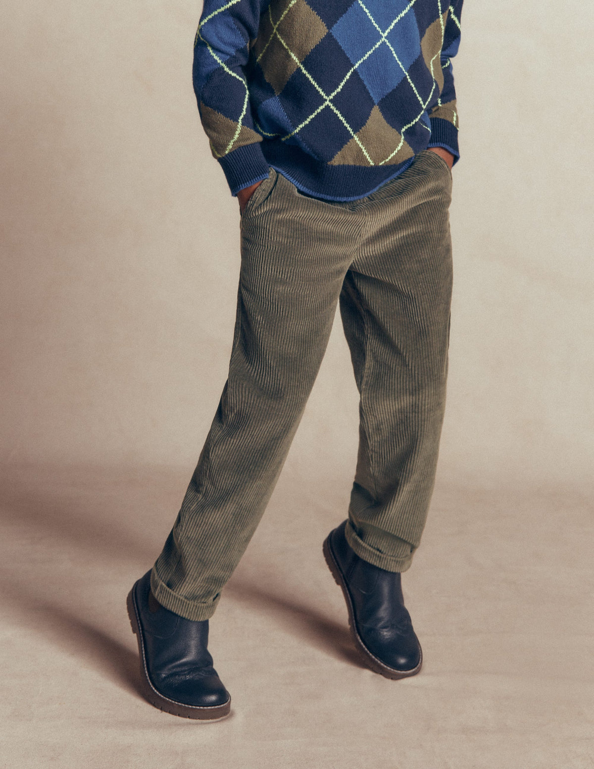 Lässige Cordhose mit geradem Bein-Cordhose mit Gummizug - Image 1
