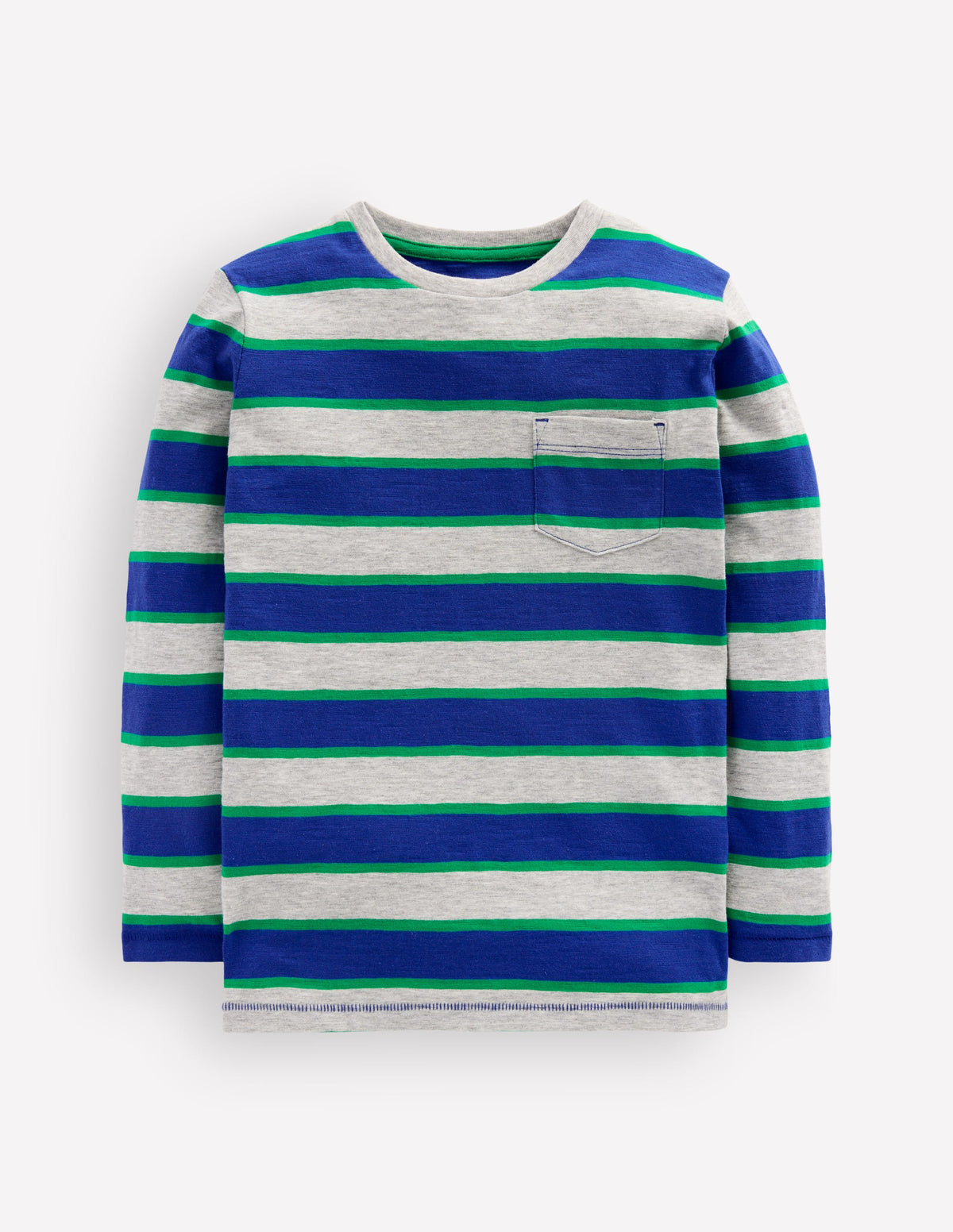 Langärmliges T-Shirt für den Alltag-Grau Meliert/Blau/Grün-1