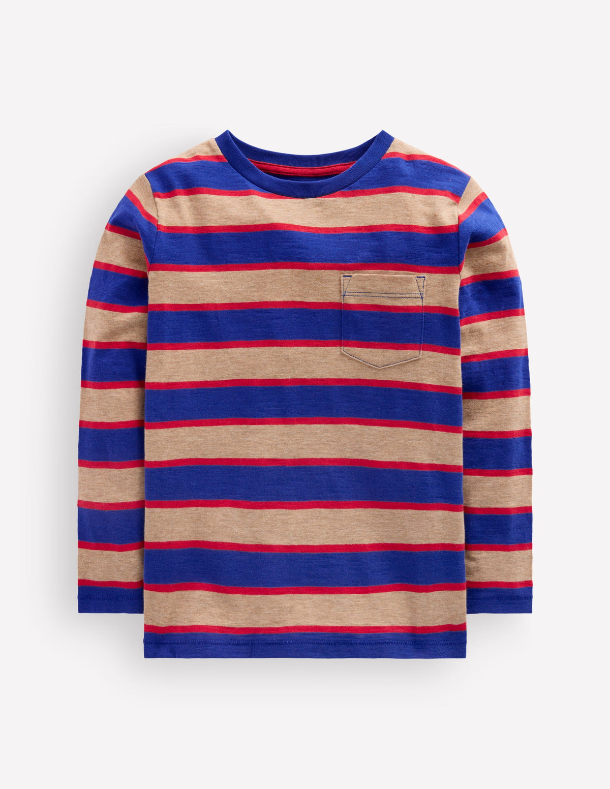 Langärmliges T-Shirt für den Alltag-Braun/Blau/Rot-1