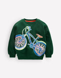 Im Dunkeln leuchtendes, bedrucktes Sweatshirt-Jägergrün Fahrrad