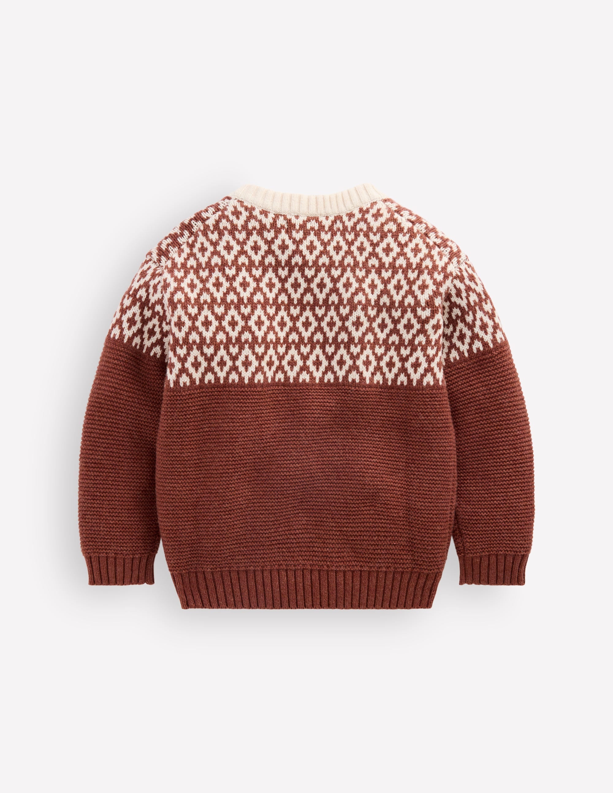 Lockerer Fair-Isle-Pullover-Ziegelbraun Meliert - Image 3