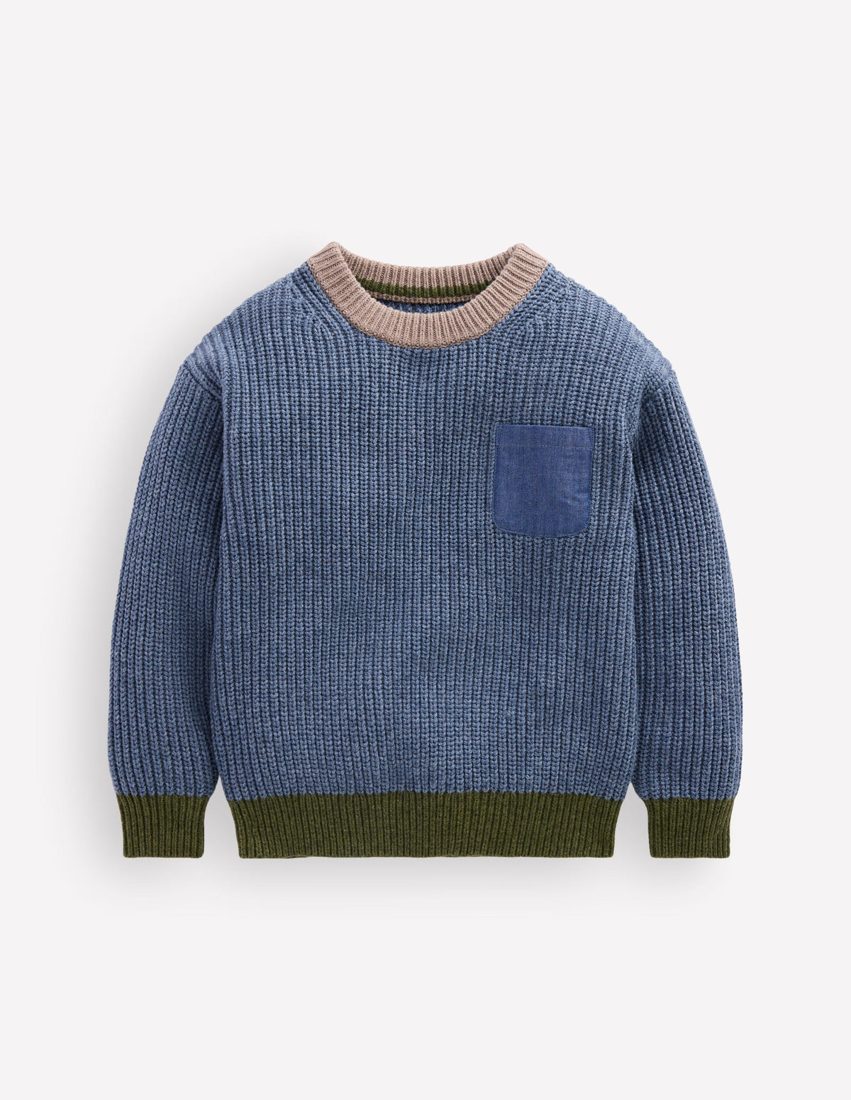 Pullover in Blockfarben-Marineblau Meliert-5