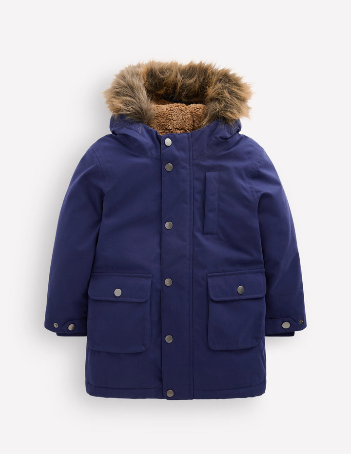Authentischer, wasserdichter Parka-Marineblau