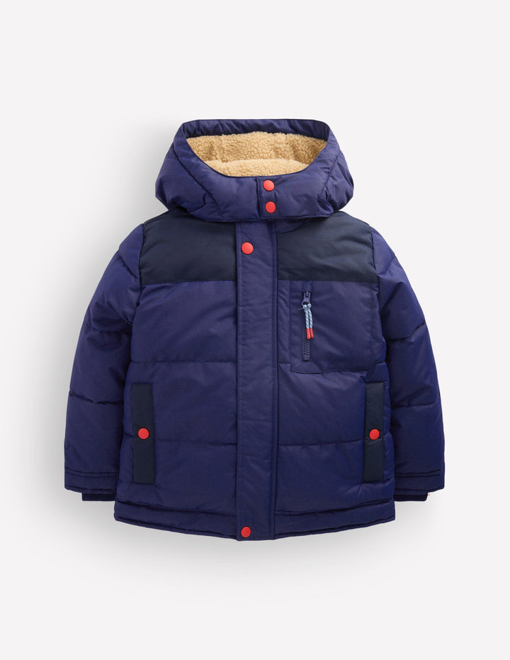 Steppmantel mit Teddyfellfutter-Schuluniform-Marineblau