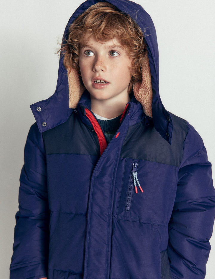 Steppmantel mit Teddyfellfutter-Schuluniform-Marineblau