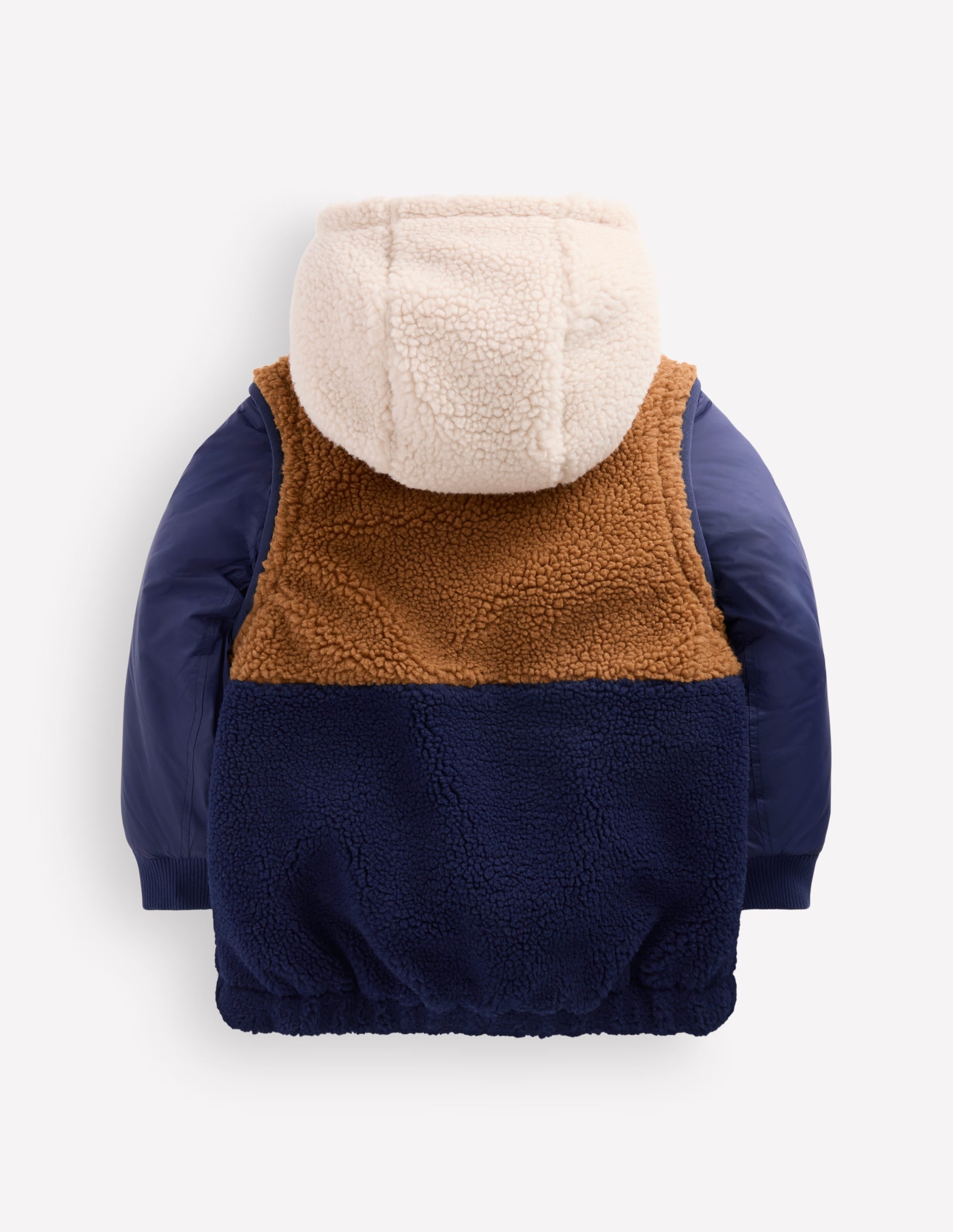 2-in-1-Jacke aus Teddyfell-Mix mit Einsätzen-Marineblau - Image 2
