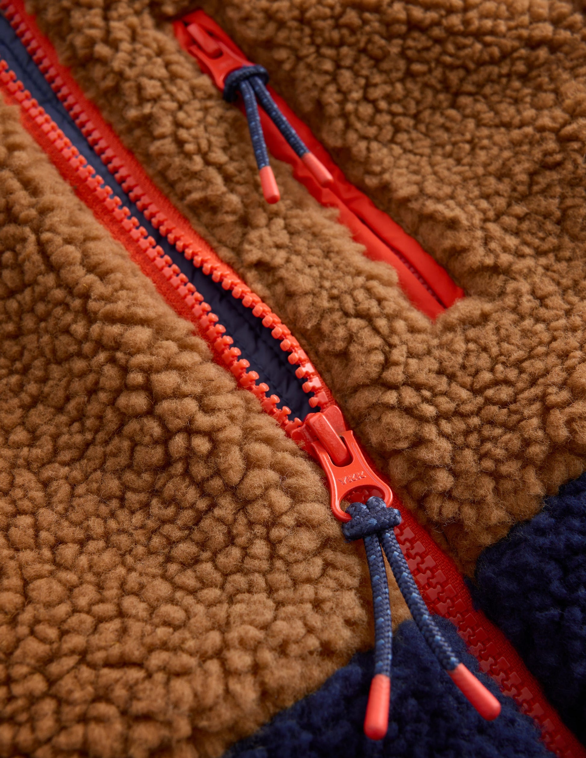 2-in-1-Jacke aus Teddyfell-Mix mit Einsätzen-Marineblau-3
