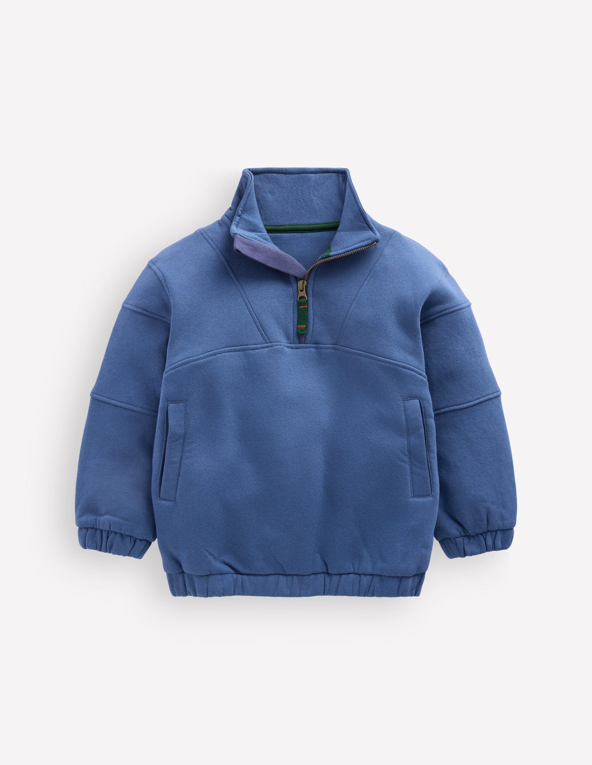 Sweatshirt mit Halbreißverschluss-Denim-Blau-1