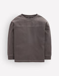 Lockeres Langarmshirt mit Ziernähten-Warmes Braun