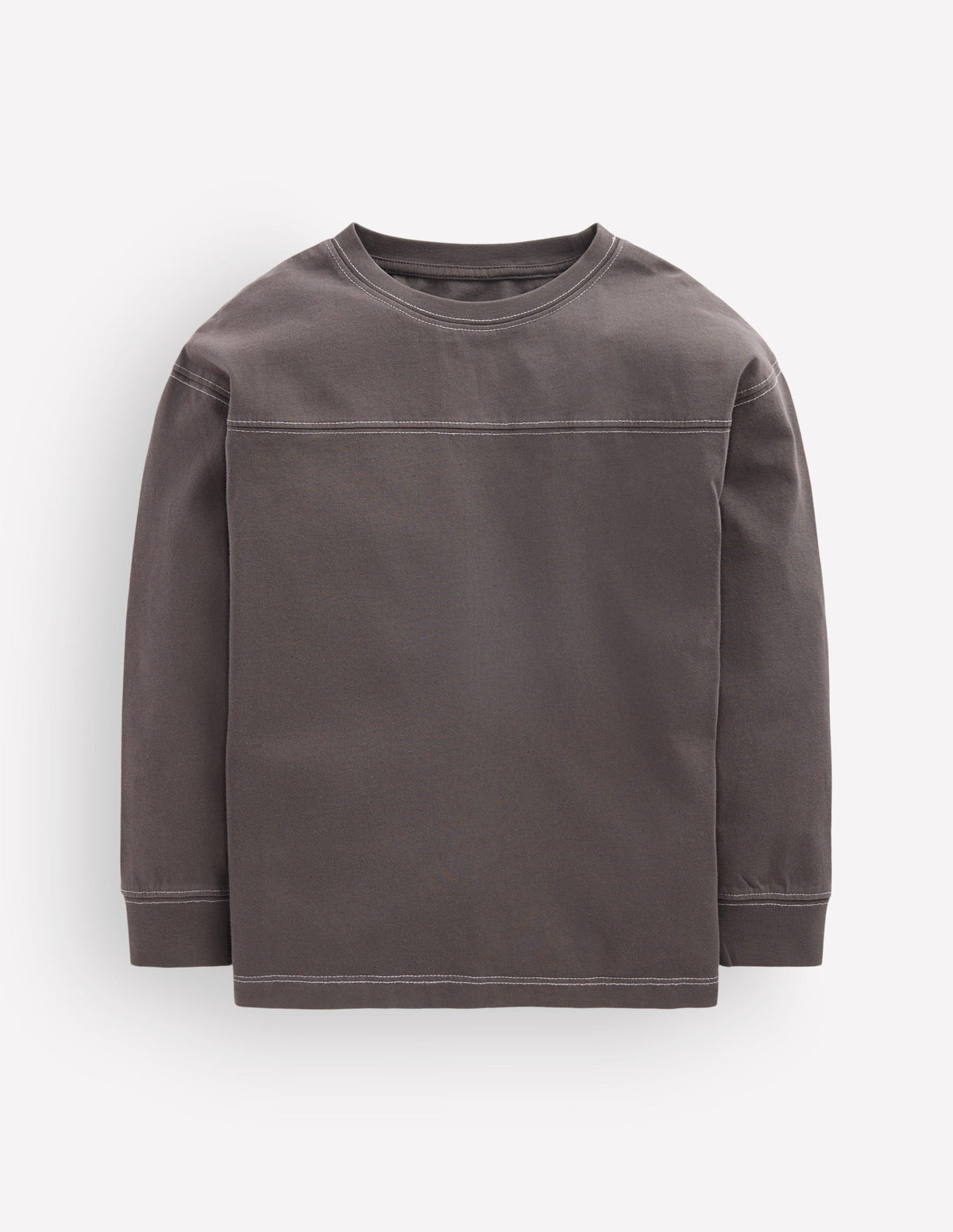 Lockeres Langarmshirt mit Ziernähten-Warmes Braun - Image 1