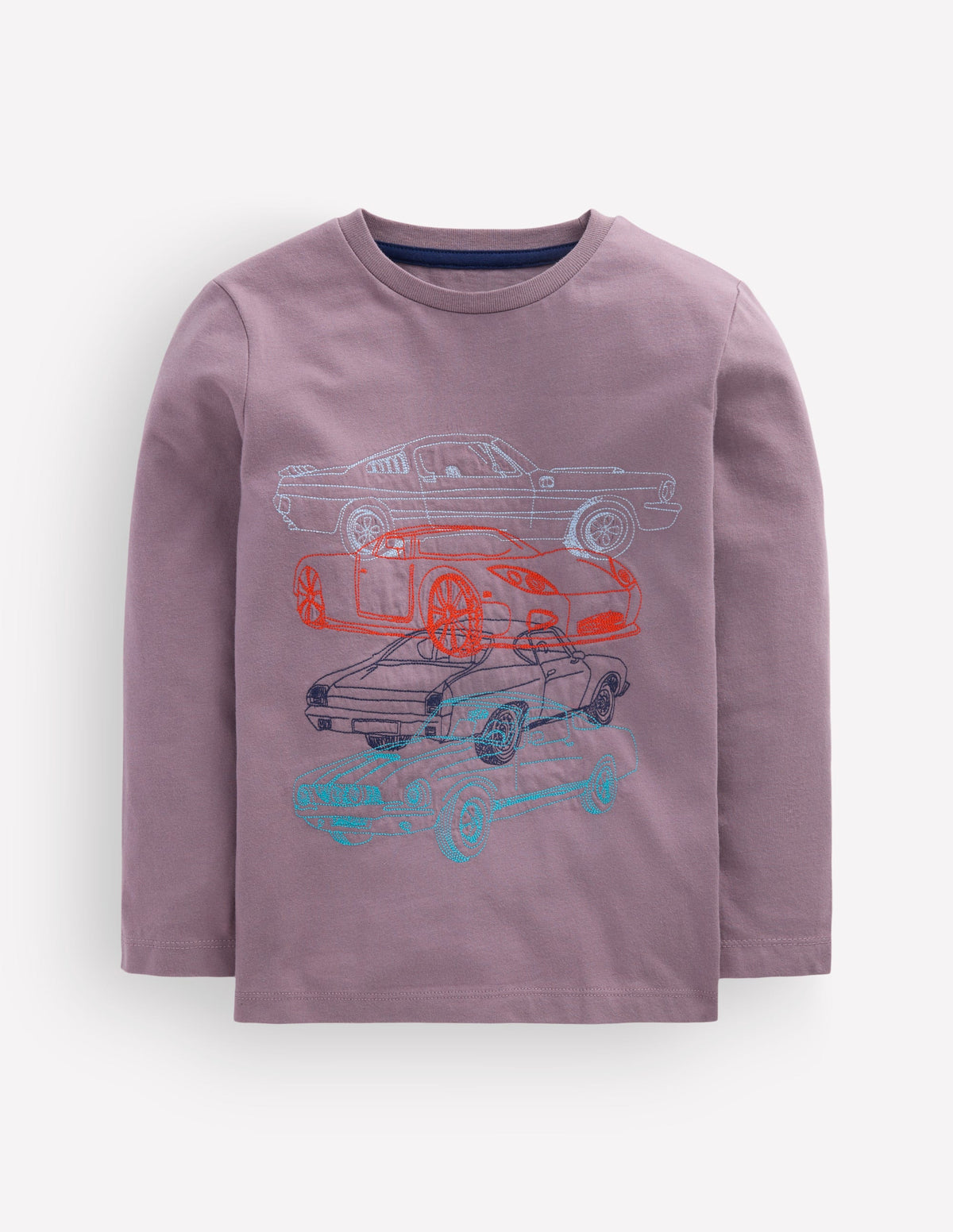 Langarmshirt mit Superstitch-Stapel-Design-GRAU COOLE AUTOS - Image 1