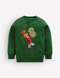 Sweatshirt mit Applikation-Grün Nussknacker Marschierender Musikant
