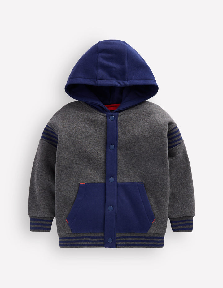 Kapuzenpullover im College-Look-Anthrazit Meliert