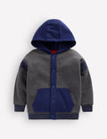 Colourblock Hoodie-Charcoal Marl